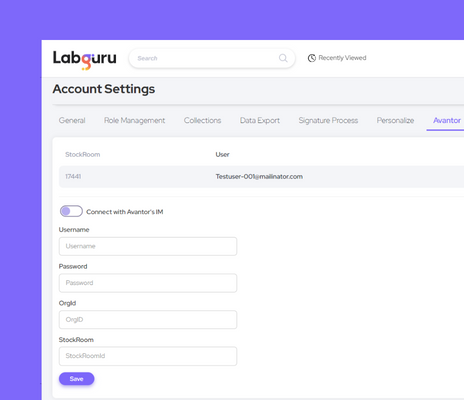 Avantor integration with Labguru